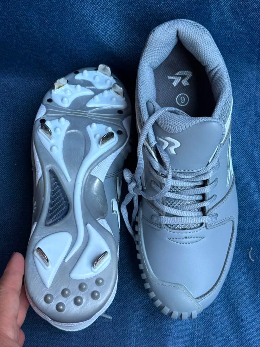 Ringor Flite Women Softball Metal Cleats Shoes Pitching Toe Grey Size 9 Fits 8.5